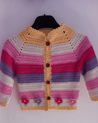 Chaqueta ganchillo niña multicolor