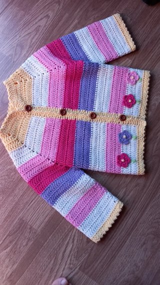Chaqueta ganchillo niña multicolor