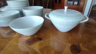 Bidasoa Vajilla Porcelana Verde y Blanca