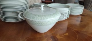 Bidasoa Vajilla Porcelana Verde y Blanca