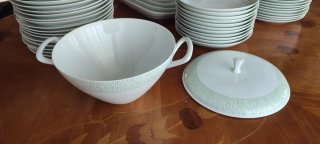 Bidasoa Vajilla Porcelana Verde y Blanca