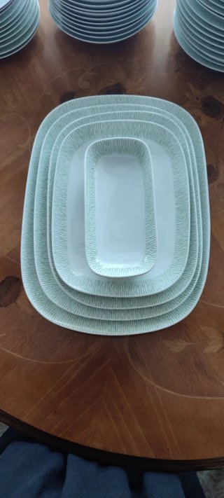 Bidasoa Vajilla Porcelana Verde y Blanca