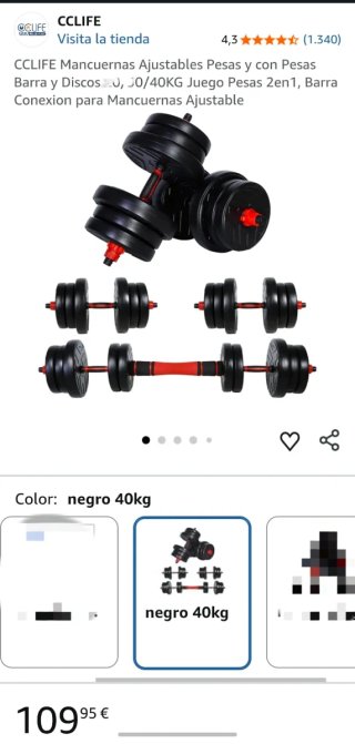 CCLIFE Mancuernas Ajustables 40kg