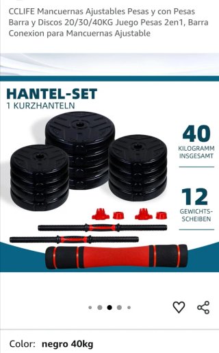 CCLIFE Mancuernas Ajustables 40kg