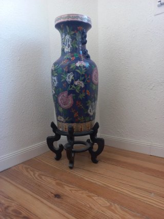 Jarrón Chino Porcelana Decorativo Azul