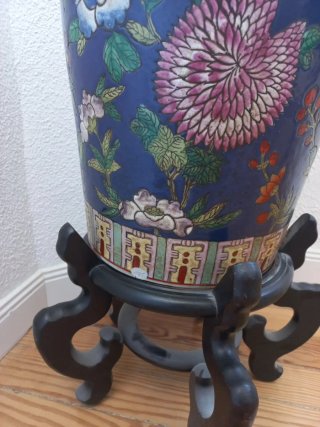 Jarrón Chino Porcelana Decorativo Azul