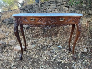 Mesa recibidor madera mármol