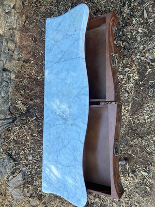 Mesa recibidor madera mármol