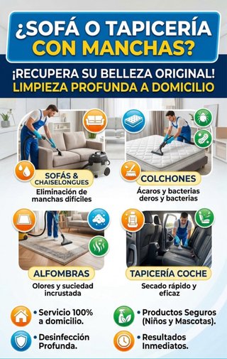 Limpieza de sofás, tapiceria, colchones, alfombra