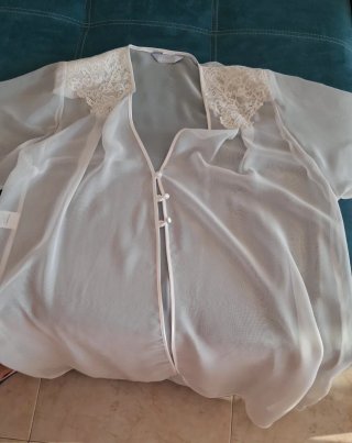 Camisón y bata novia encaje blanco