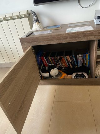 Mueble TV madera y beige