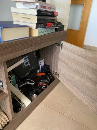 Mueble TV madera y beige
