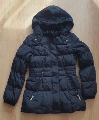 Cazadora niña negra capucha talla 140