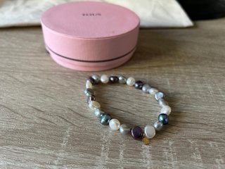 Pulsera Tous perlas gris, morado, blanco