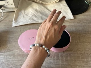 Pulsera Tous perlas gris, morado, blanco