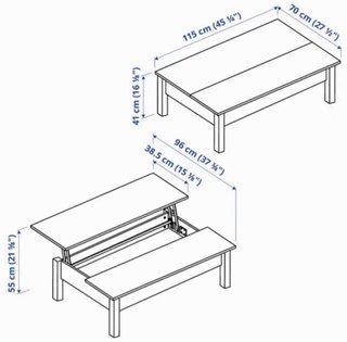 Mesa centro elevable Ikea Trulstorp 115x70