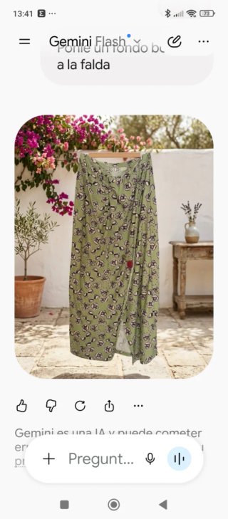 Falda verde flores Index talla única