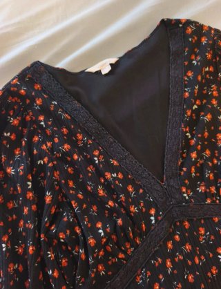 Vestido largo floral manga 3/4