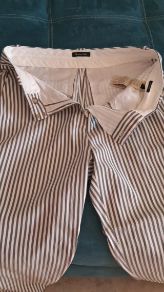 Pantalones Massimo Dutti rayas gris y blanco