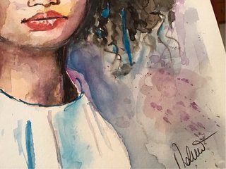 Acquerello “donna afro con foulard” Stati Uniti