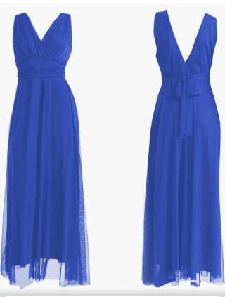 Vestido largo tul azul ceremonia