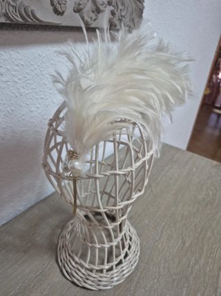 Tocado Novia Diadema Plumas Blanco