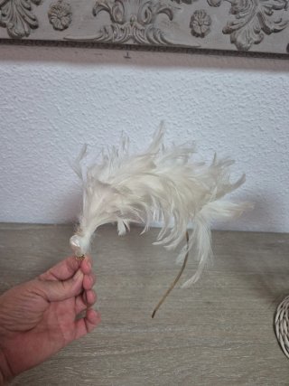 Tocado Novia Diadema Plumas Blanco