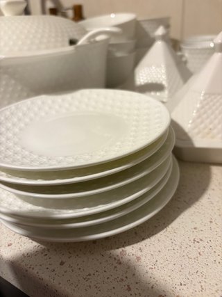 Juego de vajilla de porcelana blanca