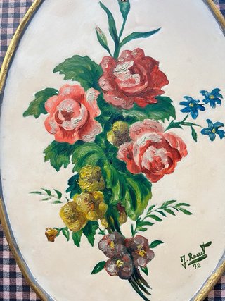 Pareja Cuadros Florales Vintage Firmados