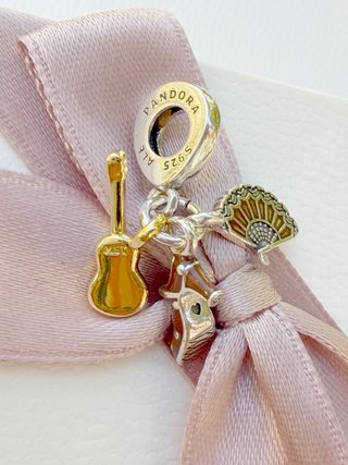 Pandora Charm Abanico, Guitarra y Zapato Flamenco