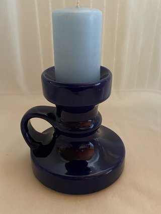 Candelabro vintage cobalto anni '60 '70 + candela