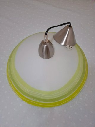 Lámpara colgante cristal verde y blanco