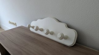 Perchero de madera blanco con 4 ganchos