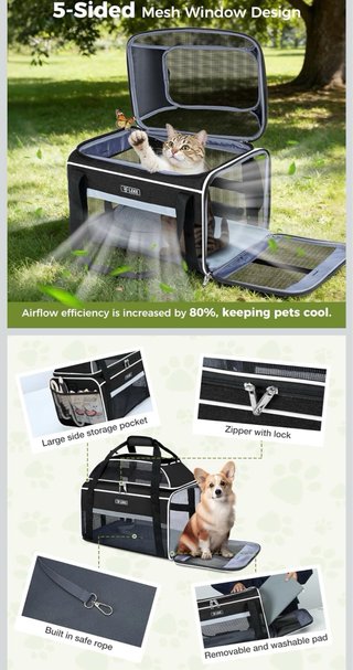 Transportín Leke para perro/gato negro