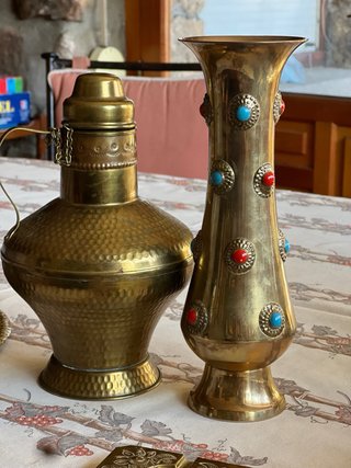 Lote decoración latón vintage oriental