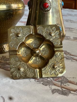 Lote decoración latón vintage oriental