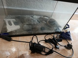 Acuario con accesorios