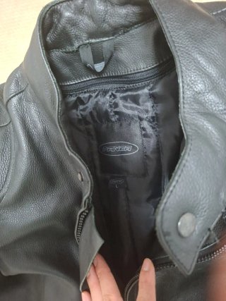 Chaqueta de moto de cuero negra talla L