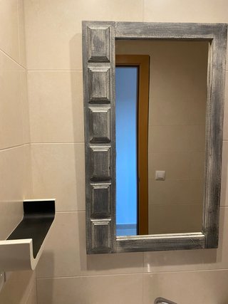 Espejo de baño madera gris y blanco