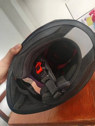 Casco Moto Integral LS2 Blanco, negro y rojo