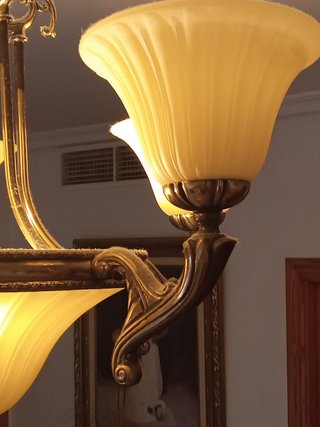 Lámpara de salón de bronce y cristal