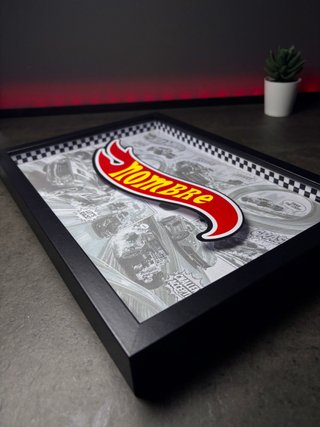 Cuadro decorativo 21x30cm Hot Wheels con tu nombre