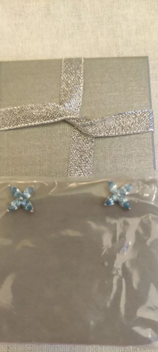 Pendientes Plata Ley Flor Azul