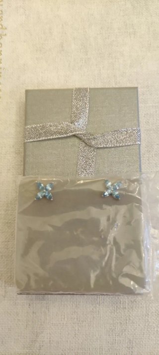 Pendientes Plata Ley Flor Azul