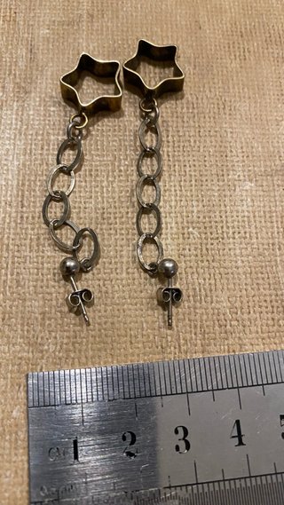 Pendientes Aro Cadena Estrella Dorado Envejecido