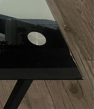 Tavolo da scrivania in vetro temperato e metallo