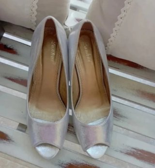 Zapatos plateados tacón talla 39