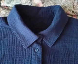 Camisa camicetta in mussola di cotone blu