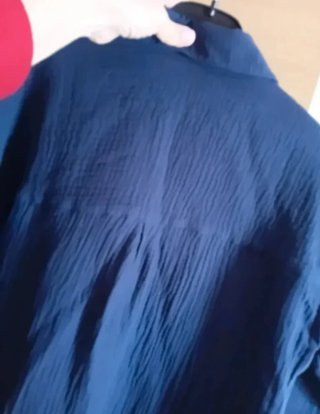 Camisa camicetta in mussola di cotone blu