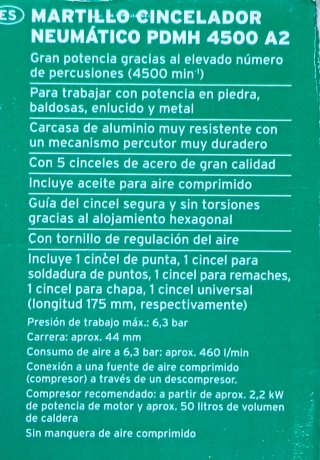 Martillo Cincelador Neumático Parkside PDMH 4500A2